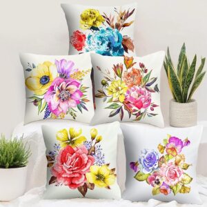 Story@Home Polyester Cushion Cover – Red & Blue | Floral Design | 16 in x 16 inch | A Chic Accent to Elevate Your Living Room, Bedroom and Sofa Decor with Bold Style!