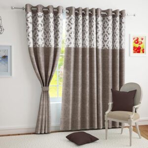 Story@Home Door Curtains 7 Feet Long Set of 1 | Floral Printed | Medium Room Darkening Curtain | Curtains for Living Room | (118 x 215 cm, Coffee Brown) | Perfect for Home Decor