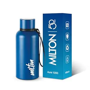 Milton Aura 500 Thermosteel Water Bottle 520 ml, 24 Hr Hot and Cold I Leak Proof Lid, ISI Certified I Vacuum Insulated I for Office, Gym, School I Dark Blue