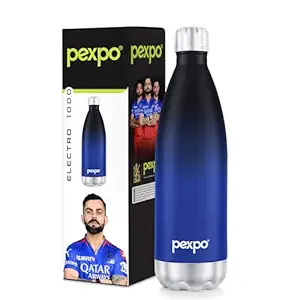 PEXPO Electro 1000 ISI Certified Hot & Cold Flask | Stainless Steel Water Bottle - 980ml, Ombre Shade | 2 Years Warranty | Office Bottle | Workout | Travelling | Home | RCB Edition