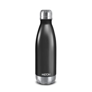 Milton Duo DLX 350 Thermosteel Water Bottle 350 ml, 24 Hr Hot and Cold I Leak Proof Lid, ISI Certified I Vacuum Insulated I for Office, Gym, School I Matt Black