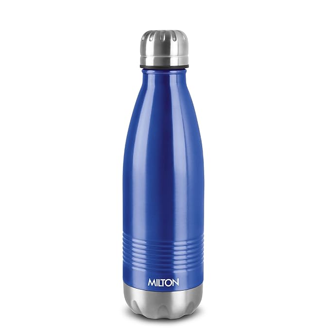 Milton Duo DLX 500 Thermosteel Water Bottle 500 ml, 24 Hr Hot and Cold I Leak Proof Lid, ISI Certified I Vacuum Insulated I for Office, Gym, School I Blue