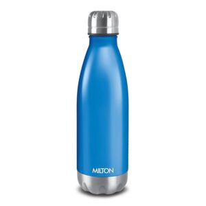 Milton Duo DLX 750 Thermosteel 700 ml Water Bottle, 24 Hr Hot and Cold I Leak Proof Lid, ISI Certified I Vacuum Insulated I for Office, Gym, School I Matt Blue