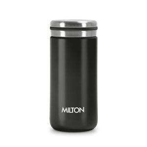 Milton Shiny 200 Thermosteel Water Bottle 200 ml, 24 Hr Hot and Cold I Leak Proof Lid, ISI Certified I Vacuum Insulated I for Office, Gym, School I Black