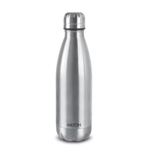Milton Duo DLX 500 Thermosteel Water Bottle 500 ml, 24 Hr Hot and Cold I Leak Proof Lid, ISI Certified I Vacuum Insulated I for Office, Gym, School I Silver