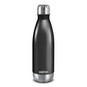 Milton Duo DLX 750 Thermosteel 700 ml Water Bottle, 24 Hr Hot and Cold I Leak Proof Lid, ISI Certified I Vacuum Insulated I for Office, Gym, School I Matt Black