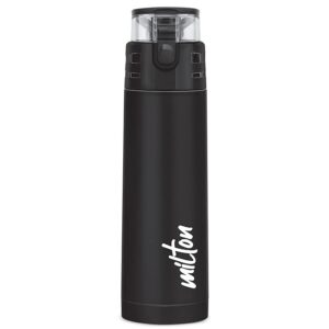 Milton Atlantis 900 Thermosteel Water Bottle 750 ml, 24 Hr Hot and Cold I Leak Proof Lid, ISI Certified I Double Wall Vacuum Insulated Flask for Office, Gym, School, Sports, Travel I Black
