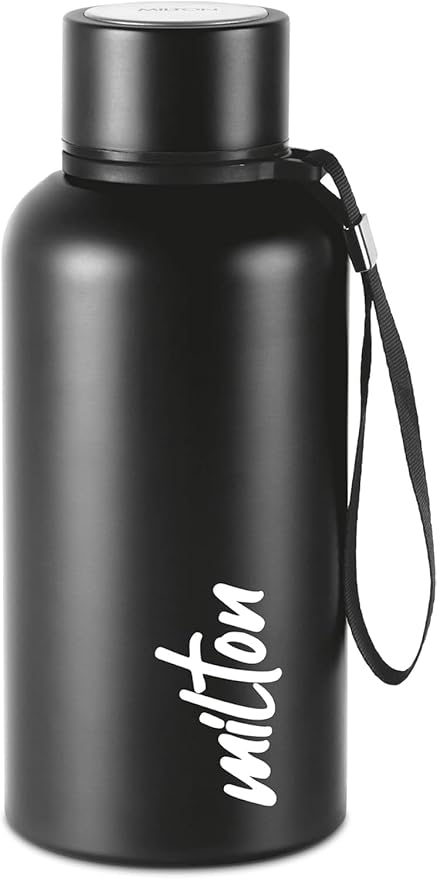 Milton Aura 500 Thermosteel Water Bottle 520 ml, 24 Hr Hot and Cold I Leak Proof Lid, ISI Certified I Vacuum Insulated I for Office, Gym, School I Black