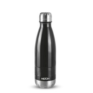Milton Duo DLX 350 Thermosteel Water Bottle 350 ml, 24 Hr Hot and Cold I Leak Proof Lid, ISI Certified I Vacuum Insulated I for Office, Gym, School I Black