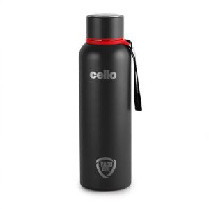 Cello Duro Kent Thermosteel Water Bottle 700ml, Black | ISI Certified | 24 Hours Hot & Cold Flask | Double Walled Vacuum Insulated Bottle | Ideal for Personal Use, Corporate & Festive Gifting