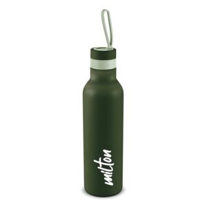Milton New Smarty 900 thermosteel Water Bottle 730 ml, 24 Hr Hot and Cold I Leak Proof Lid, ISI Certified I Vacuum Insulated I for Office, Gym, School | Military Green