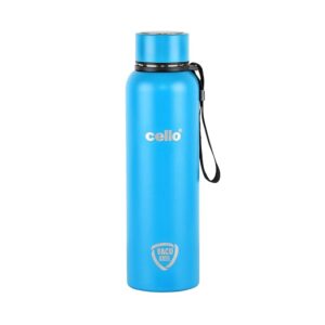 Cello Duro Kent Thermosteel Water Bottle 750ml, Blue | ISI Certified | 24 Hours Hot Or Cold | Double Walled Vacuum Insulated Flask Bottle for Tea, Coffee | Ideal for Gifting, Personal Use & Office