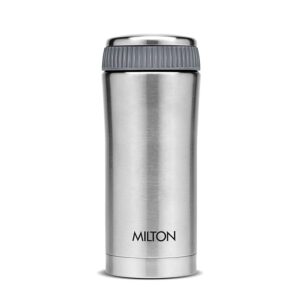 Milton Optima 350 Thermosteel Hot and Cold Flask, 340 ml, Silver | ISI Certified | Vacuum Insulated | Rust Proof | Leak Proof | Tea | Coffee | Juice