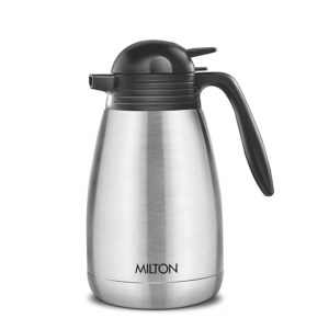 Milton Carafe 1500 Stainless Steel Double Walled Vacuum Insulated Flask with Lid and Handle, 1460 ml, Silver, Coffee/Tea Carafe Heat & Cold Retention, Leak Proof, Rust Free, Easy to Carry