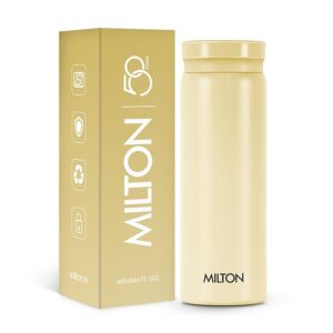 Milton Minimate 300 Thermosteel Water Bottle, 280ml | 24 Hr Hot and Cold, ISI Certified | Vacuum Insulated Flask | SS304 Stainless Steel, Leak-Proof Lid, Compact for Office, Gym, Travel | Ivory