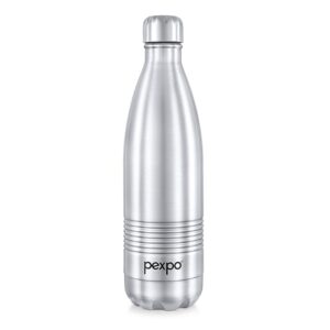 PEXPO Echo Delux Hot & Cold ISI Certified Flask | 750 ml Stainless Steel Water Bottle - Silver | Office Bottle | Workout | Travelling | Home | Adults & Kids