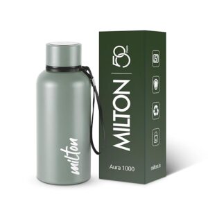 Milton Aura 500 Thermosteel Bottle, 500 ml, Grey | 24 Hours Hot and Cold | Easy to Carry | Rust Proof | Leak Proof | Tea | Coffee | Office| Gym | Home | Kitchen | Hiking | Trekking | Travel Bottle