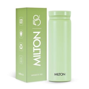 Milton Minimate 300 Thermosteel Water Bottle, 280ml | ISI Certified, SS304 Stainless Steel | Vacuum Insulated Flask, Hot & Cold, Leak-Proof, Compact for Office, Gym, Travel | Light Green