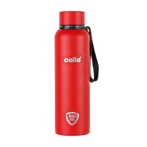 Cello Duro Kent Thermosteel Water Bottle 750ml, Red | ISI Certified | 24 Hours Hot Or Cold | Double Walled Vacuum Insulated Flask Bottle for Tea, Coffee | Ideal for Gifting, Personal Use & Office