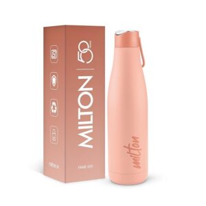 Milton Fame 600 Thermosteel Water Bottle 500 ml, 24 Hr Hot and Cold I Leak Proof Lid, ISI Certified I Vacuum Insulated I for Office, Gym, School I Peach