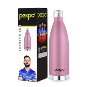 PEXPO Extreme Pro 850 Hot & Cold ISI Certified Flask|2 Year Warranty|Stainless Steel Water Bottle - 830ml, Rosy Brown | Adventure| Office| Workout| Home|Adults & Kids| RCB Edition