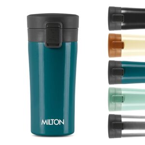 Milton Thermosteel Vacuum Insulated Stainless Steel Coffee Mug Travel with Strainer, ISI Certified, Hot & Cold, Anti Skid Bottom, Spill Proof and Rustproof, 300 ml, Teal Blue