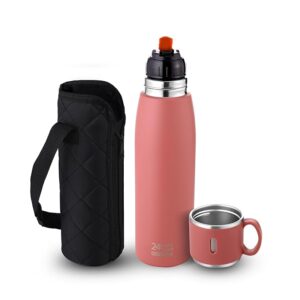 CELLO Duro Cup Style Thermosteel Flask, 750ml, Red | 24 Hours Hot & Cold Bottle | Dual Purpose Cup & Cap| Flask for Tea Coffee | Ideal for Office, Gym, Home, Kitchen, Hiking, Trekking, Travel Bottle