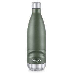 PEXPO Echo Delux Hot & Cold ISI Certified Flask | 750 ml Stainless Steel Water Bottle - Military Green | Office Bottle | Workout | Travelling | Home | Adults & Kids