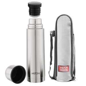 Milton Plain Lid 500 Thermosteel Water Bottle 500 ml, 24 Hr Hot and Cold I Leak Proof Lid with Jacket, ISI Certified I Vacuum Insulated I for Office, Gym, School I Silver