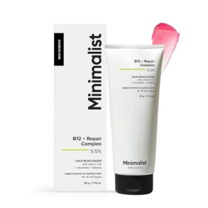 Minimalist Barrier Repair Face Moisturizer with Vitamin B12 Complex 5.5% with Ceramides for All Skin Types | Strengthens Skin Barrier, Boosts Hydration, Soothing, Lightweight Gel Texture | 50 gm