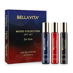 BELLAVITA Mood Collection Gift Set 3x15ML | Perfume for Man | Gift for Man | Long Lasting EDP | Alpha, Fantasy & Magnetic | Fruity, Woody Premium Fragrance