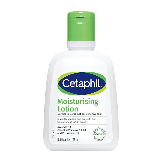 Cetaphil Moisturising Lotion 118 ml for Dry to Normal & Sensitive Skin | 48H Hydration with Niacinamide, Panthenol & Glycerin | Fragrance-Free, Non-Greasy, Dermatologist Recommended, For Face and Body