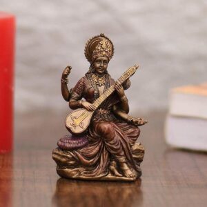 Collectible India Saraswati Idol Statue - Goddess Saraswati Home Gift Showpiece Murti Sculpture - Hindu Goddess of Knowledge, Saraswati Idol Music & Art Decor Gifts.