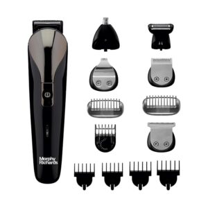 Morphy Richards Kingsman Pro 12-In-1 Grooming Kit For Men| Rechargeable All In One Men Trimmer|5 Face Nose Ear Hair Blades| Nose&Ear Trimmers| Private Part Shaving Body GroomersI2-Yr Warranty,Black