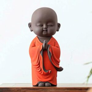 Namaste Buddha Monk Statue for Home Decor 25 CM Showpiece Small Laughing Idol for Living Room Office Desk Smiling Buddha Monk for Gift