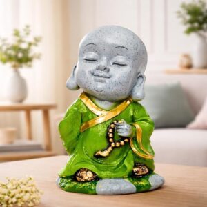 Laughing Buddha Monk Statue (13 Inch) | Decorative Smiling Idol for Home Decor, Living Room & Office Desk | Spiritual Showpiece & Gifting Item (Design 1)