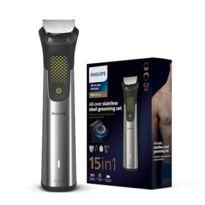 Philips India's No.1 Men's Trimmer | Pro Beardsense Technology | 15-In-1 Pro Kit - Face, Body & Private Parts | 3 Year Warranty | 120Min Runtime | 5 Min Quick Charge MG9551/65,Black