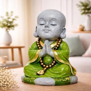 Laughing Buddha Monk Statue (13 Inch) | Decorative Smiling Idol for Home Decor, Living Room & Office Desk | Spiritual Showpiece & Gifting Item (Design 2)