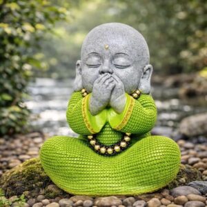 Laughing Buddha Monk Statue | Smiling Idol for Home Decor, Living Room & Office Desk | Spiritual Showpiece & Gifting Item | Size: L12 Ã— W8 Ã— H15 Inch (Design 3)