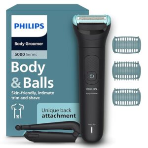 Philips Body Trimmer for Men Private Parts, Removes Back Hair, Skin Safe Grooming, Clinically Tested for Sensitive Skin, 100 Min Runtime, Showerproof, 5 Year Warranty, BG5475/15