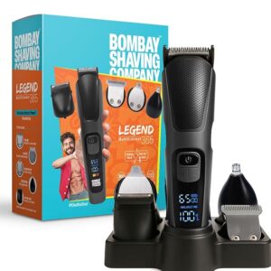 Bombay Shaving Company 12 in 1 Full Body Trimmer for Man | Runs Nonstop for 300 Mins | 5 Attachments | Beard, Body, Nose, Hair | Type C | Gift for men | Rechargeable All In One Men Trimmer | Legend 365