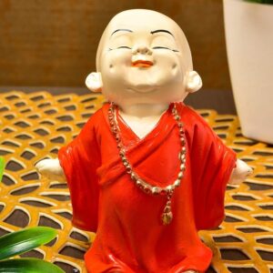 Karigaari India Handcrafted Tiny Resin Buddha Happy Smiling Posture Multicolor showpiece Home Decor Spiritual Idol Meditation Gift Tabletop Shelf Art Positive Energy Peaceful Collectible